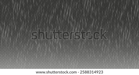 
Rain on a transparent background. Thunderstorm with rain. Rainy weather.  Rain and hail