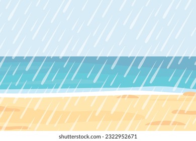 rain on the tropical beach- vector illustration