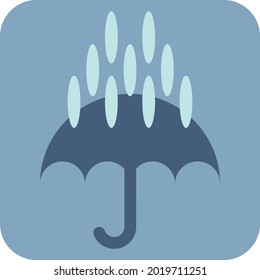 Lluvia en un paraguas, ilustración, vector sobre un fondo blanco.
