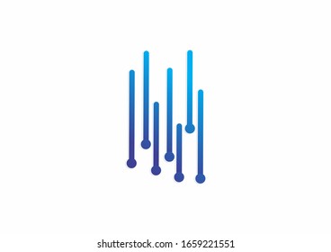 Rain outline Icon With Circuit Symbol. Simple technology logo design