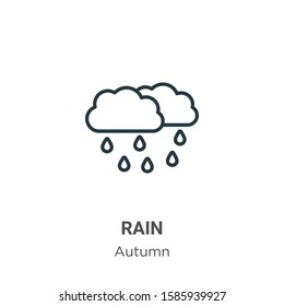 Rain outline vector icon. Thin line black rain icon, flat vector simple element illustration from editable autumn concept isolated on white background
