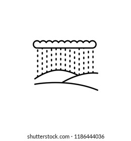 rain over hills icon. Element of landscape icon for mobile concept and web apps. Thin line rain over hills icon can be used for web and mobile