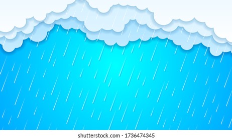 Rain Paper Cut Gradient Background Clouds Stock Vector (Royalty Free ...