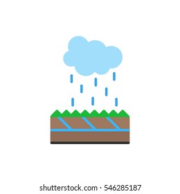 Rain. Penetration of water droplets into the ground