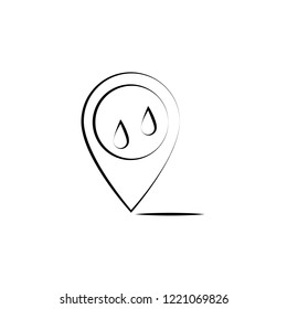 Rain, pin icon. Element of weather icon for mobile concept and web apps. Hand drawn Rain, pin icon can be used for web and mobile
