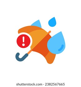 advertencia de predicción de lluvia, mensaje de consejo para no olvidar traer ilustración de concepto de paraguas icono plano, diseño simple de vector