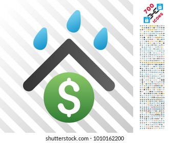 Rain Protection gradient icon with 7 hundred bonus bitcoin mining and blockchain clip art. Vector illustration style is flat iconic symbols designed for cryptocurrency software.
