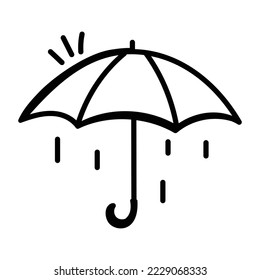 Rain protection, hand drawn icon of umbrella 