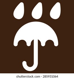 Rain protection icon from Business Bicolor Set. Vector style: flat symbols, white color, rounded angles, brown background.