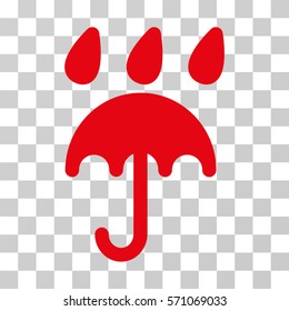Rain Protection icon. Vector illustration style is flat iconic symbol, red color, transparent background. Designed for web and software interfaces.
