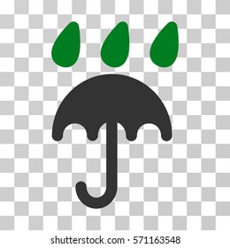 Rain Protection icon. Vector illustration style is flat iconic bicolor symbol, green and gray colors, transparent background. Designed for web and software interfaces.