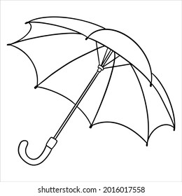 Rain protection. Open umbrella. For the wet season, autumn. Line style. Vector illustration for design and decoration.