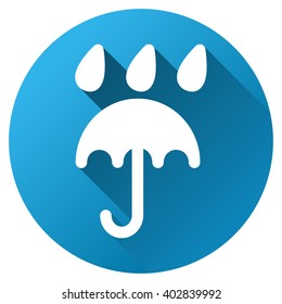 Rain Protection Umbrella vector toolbar icon for software design. Style is a white symbol on a round blue circle with gradient shadow.