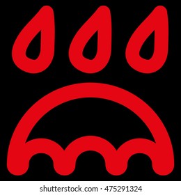Rain Protection vector icon. Style is outline flat icon symbol, red color, black background.