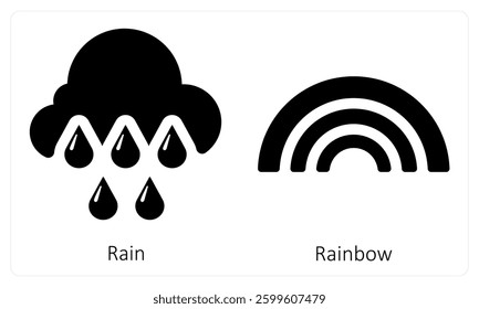 Rain and Rainbow icon concept