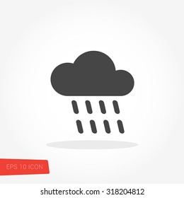 Rain, Rainy Isolated Flat Web Mobile Icon / Vector / Sign / Symbol / Button / Element / Silhouette