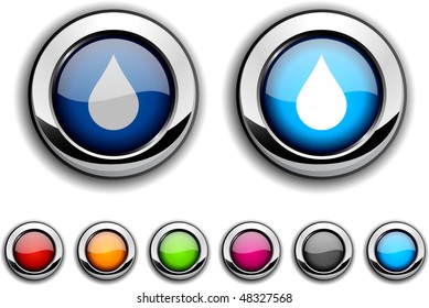 Rain realistic buttons. Vector illustration.