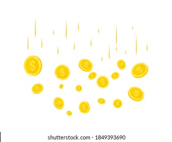 Rain of Realistic Gold coins. Coins money falling. Jackpot or success concept for your online casino . Modern background of flying gold coins. Falling money. Explosion of gold coins on background