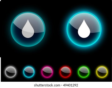 Rain realistic icons. Empty buttons included.