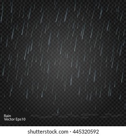 Rain. Really transparent effect. Vector illustration