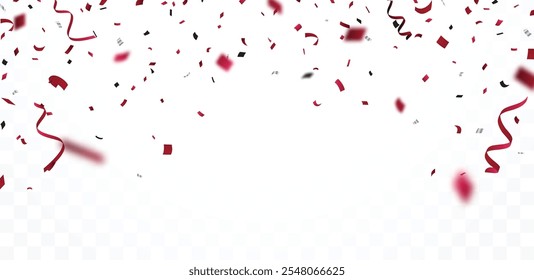 Rain red confetti, celebrations banner and backgrounds