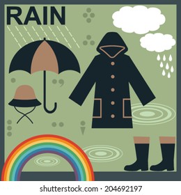 Rain related objects and symbols vector 