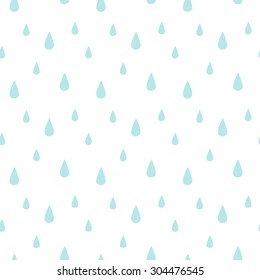 Rain seamless vector pattern. Falling water drops. Rainy background.