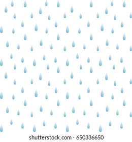 Rain seamless vector pattern. Falling water drops. Shades of blue. Rainy background.