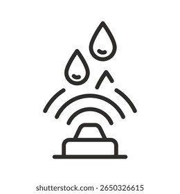 rain sensor icon, water leak sensor, smart technologies, linear vector illustration, simple symbols