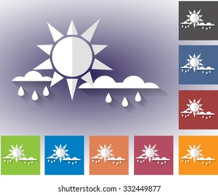Rain. Set of vector icons of weather. Multicolored icons for weather forecasting.