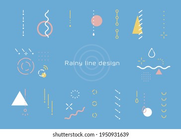 Rain Shape Geometric Pattern Decoration, Enjoying the Rainy Season (neutral colour, subtle shades, blue background)