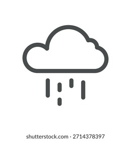 Icono de Clima de ducha de lluvia. Nube de línea delgada con gotas que caen Ilustración para pronóstico, precipitación y temporada húmeda. Símbolo de Vector de contorno aislado, pictograma de trazo editable para UI
