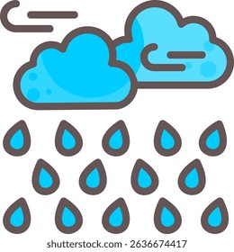 Rain Showers Filled Style Icon Design