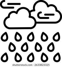 Ícone de estilo de contorno de pancadas de chuva