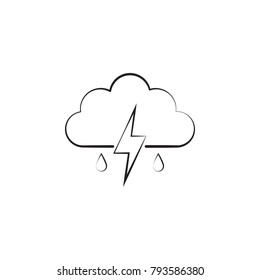 rain sign with a thunder-storm icon. Elements of weather signs icon. Premium quality graphic design. Signs, outline symbols collection icon for websites, web design, mobile app on white background