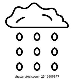 Vetor de ícone de silhueta de chuva. Chuva forte. Dia chuvoso