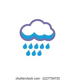 Rain. Single flat icon on white background. Vector illustration.