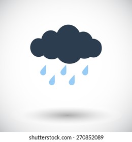 Rain. Single Flat Icon On White Background. Vector Illustration.