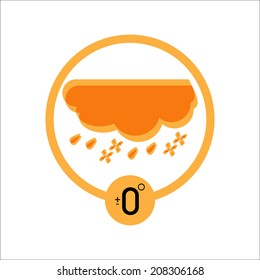 Rain with snow and display for temperature. Vector Illustration