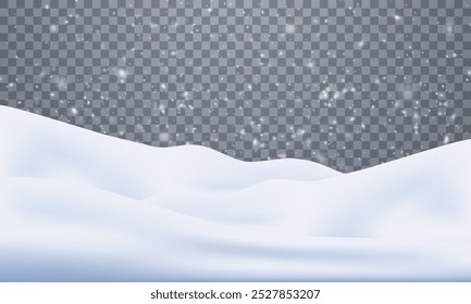 La lluvia y la nieve caen sobre un fondo transparente. Fondo de invierno para Navidades.