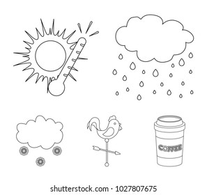 Rain, snow, heat, weathervane. The weather set collection icons in outline style vector symbol stock illustration web.