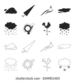 Rain, snow, heat, weathervane. The weather set collection icons in black,outline style vector symbol stock illustration web.