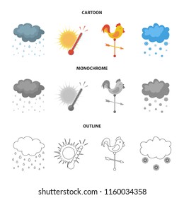 Rain, snow, heat, weathervane. The weather set collection icons in cartoon,outline,monochrome style vector symbol stock illustration web.