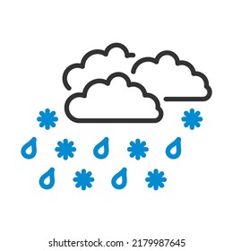 Rain With Snow Icon. Editable Bold Outline With Color Fill Design. Vector Illustration.