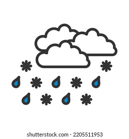 Rain With Snow Icon. Editable Bold Outline With Color Fill Design. Vector Illustration.