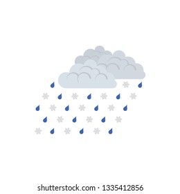 Rain with snow icon. Flat color design. Vector illustration.