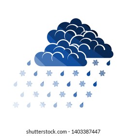 Rain With Snow Icon. Flat Color Ladder Design. Vector Illustration.