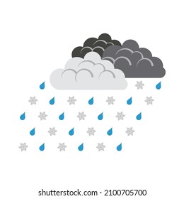 Rain With Snow Icon. Flat Color Design. Vector Illustration.