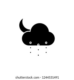 Rain or snow, moon, cloud icon. Simple glyph vector of weather set for UI and UX, website or mobile application