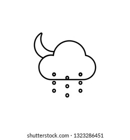 Rain or snow, moon, cloud icon. Simple thin line, outline vector element of Weather icons set for UI and UX, website or mobile application